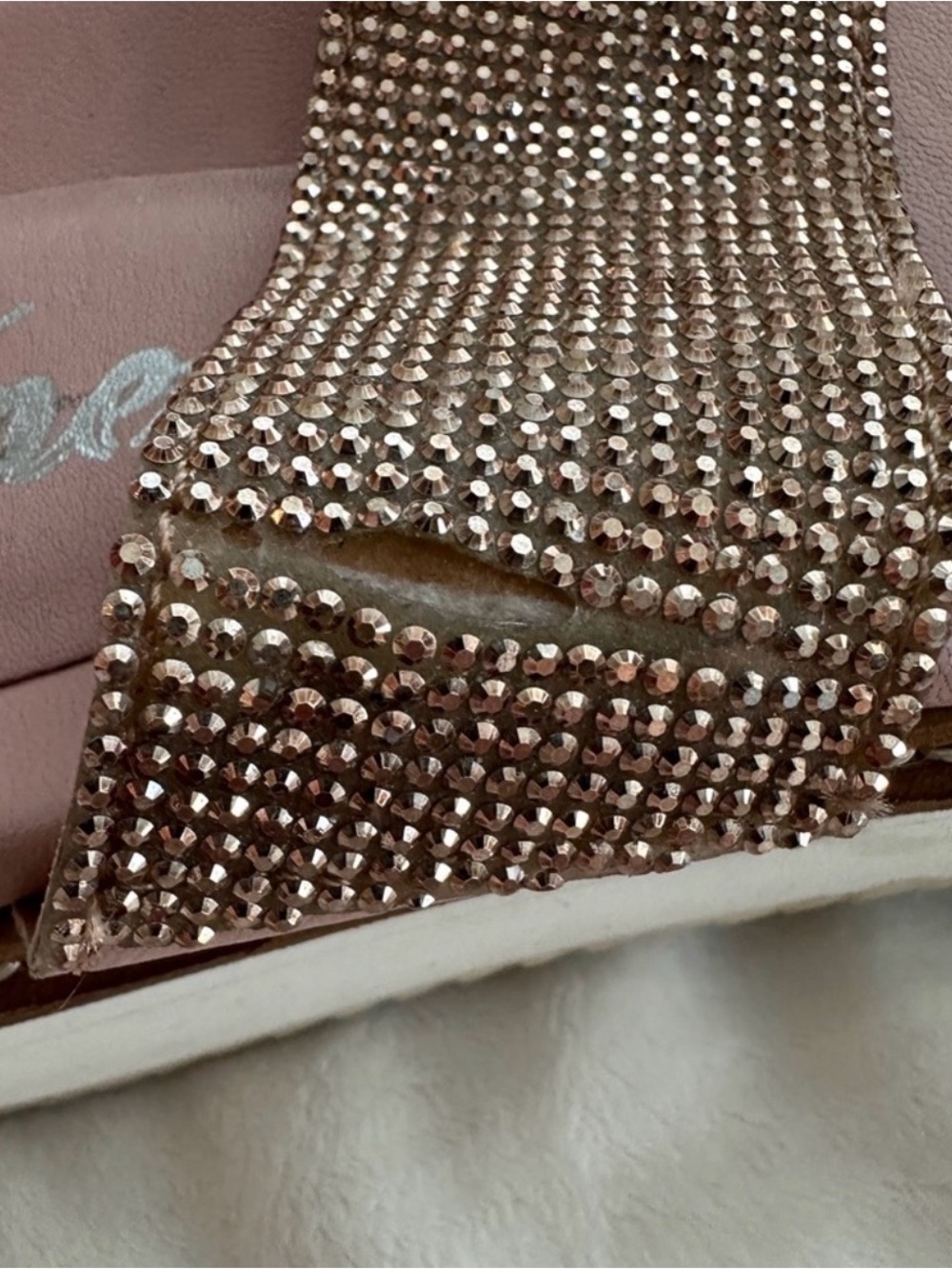 Free People Rose Gold Rhinestone Platform Slide Sandals Size 38 (7.5 - 8) - Picture 7 of 10